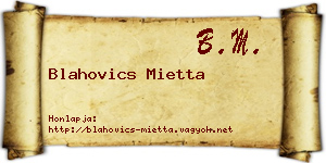 Blahovics Mietta névjegykártya